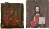 ZWEI KLEINE IKONEN: CHRISTUS PANTORATOR UND GOTTESMUTTER IWERSKAJA
