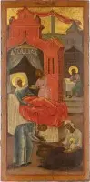 Icône monumentale de la Nativité de la Mère de Dieu provenant d'une iconostase d'église