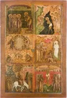 Icône monumentale avec six grandes fêtes de l'année liturgique orthodoxe