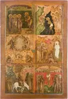 Icône monumentale avec six grandes fêtes de l'année liturgique orthodoxe