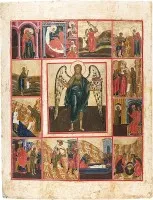 MONUMENTALE VITA-IKONE MIT JOHANNES DEM VORLÄUFER AUS EINER KIRCHEN-IKONOSTASE