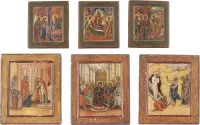 Zes icoonfragmenten met de hoogfeesten van het orthodoxe kerkjaar