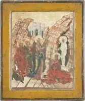 Icône miniature avec la résurrection de Lazare