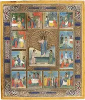 Icône de la Résurrection du Christ et douze grandes fêtes