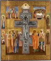 Grande staurothèque avec la crucifixion du Christ, la déposition de croix et la mise au tombeau
