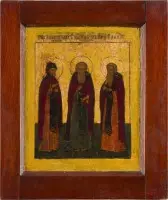 Fine tabletka double face avec les Femmes au tombeau vide et trois saints