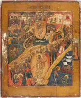 Icône grand format avec la Résurrection et la Descente aux enfers du Christ