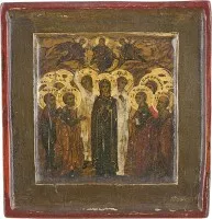 IKONEN-FRAGMENT MIT DER HIMMELFAHRT CHRISTI