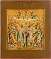 SEHR FEINE IKONE MIT DER HIMMELFAHRT CHRISTI