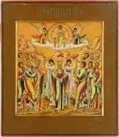 SEHR FEINE IKONE MIT DER HIMMELFAHRT CHRISTI