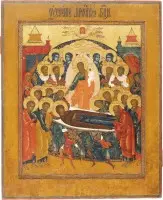 Icône de grand format et fine représentant la Dormition de la Mère de Dieu (Koimesis)