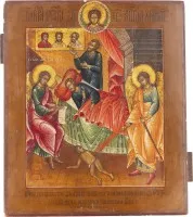 Rare icon with the guardian angel watching over the sleeper and driving away the devil