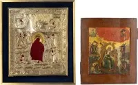 IKONE MIT DEM PROPHETEN ELIAS MIT SEINER FEURIGEN HIMMELFAHRT MIT OKLAD