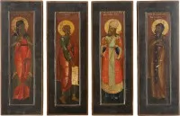 Quatre grandes icônes du prophète Nahum, de saint Innocent, de saint Démétrius de Rostov et de saint Théodose de Totma