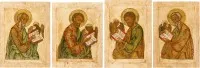SELTENER SATZ VON VIER EVANGELISTEN AUS DER KÖNIGSTÜR EINER KIRCHEN-IKONOSTASE