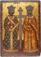 Icône melkite monumentale avec les saints Constantin et Hélène