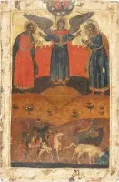 Icône monumentale avec les saints Florus et Laurus d'une iconostase d'église