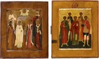 Deux icônes de patronage de petit format avec des saints choisis, dont les cinq martyrs de Sébaste