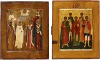 Deux icônes de patronage de petit format avec des saints choisis, dont les cinq martyrs de Sébaste
