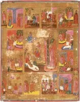Grande icône Vita de saint Charalampos avec scènes de sa vie et de son martyre