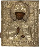 Icône avec saint Nicolas de Myre avec oklad