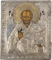 Icône avec saint Nicolas de Myre avec oklad