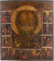 Icône de saint Nicolas de Myre avec dix scènes de sa vie