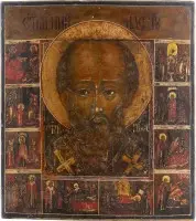 Icône de saint Nicolas de Myre avec dix scènes de sa vie