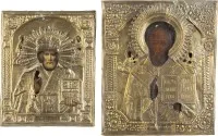 ZWEI IKONEN MIT OKLAD: HEILIGER NIKOLAUS VON MYRA