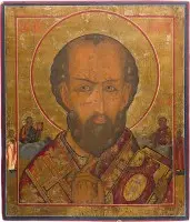 GROSSFORMATIGE IKONE MIT DEM HEILIGEN NIKOLAUS VON MYRA