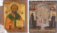 Deux icônes : saint Nicolas de Myre et staurothèque
