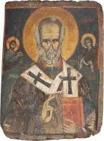 Icône monumentale avec saint Nicolas de Myre provenant d'une iconostase d'église