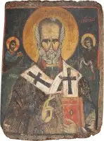 Icône monumentale avec saint Nicolas de Myre provenant d'une iconostase d'église
