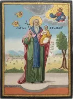 Icône datée avec saint Stylien - patron des enfants