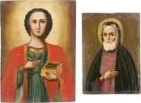 Deux icônes : saint Séraphin de Sarov et saint Panteleimon