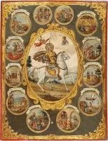 Icône vita très rare et grand format avec saint Ménas