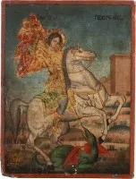 Petite icône avec saint Georges terrassant le dragon