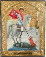 KLEINE IKONE MIT DEM HEILIGEN GEORG DEM DRACHENTÖTER