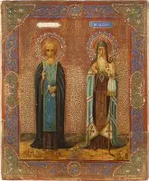 Icoon met de heiligen Sergius van Radonezj en Theodoor