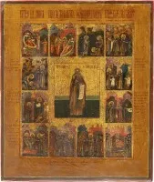 Icône rare et fine de la Vie de saint Païsios le Grand