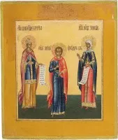 Icoon met de heiligen Catharina, Theodorus en Zinobia