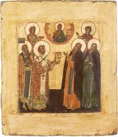 Icône de patronage avec six saints