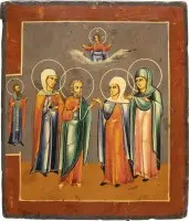 Icône avec quatre saints patrons
