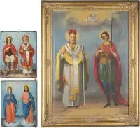Deux icônes avec saint Nicolas de Myre et saint Georges