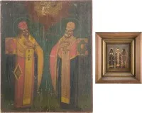 Twee iconen met bisschoppelijke heiligen