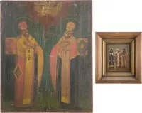 Deux icônes avec des saints épiscopaux