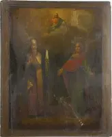 Grande icône avec les saints Eusèbe, évêque de Samosate et Sophie