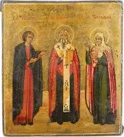Petite icône avec les saints Jean, Basile le Grand et Tatiana