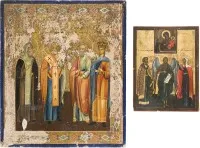 Two patronal icons with selected saints, including Alexander Nevsky, John the Forerunner and Elizabeth
