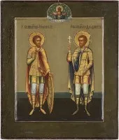 Jemná ikona se svatými válečníky Janem a Theodorem